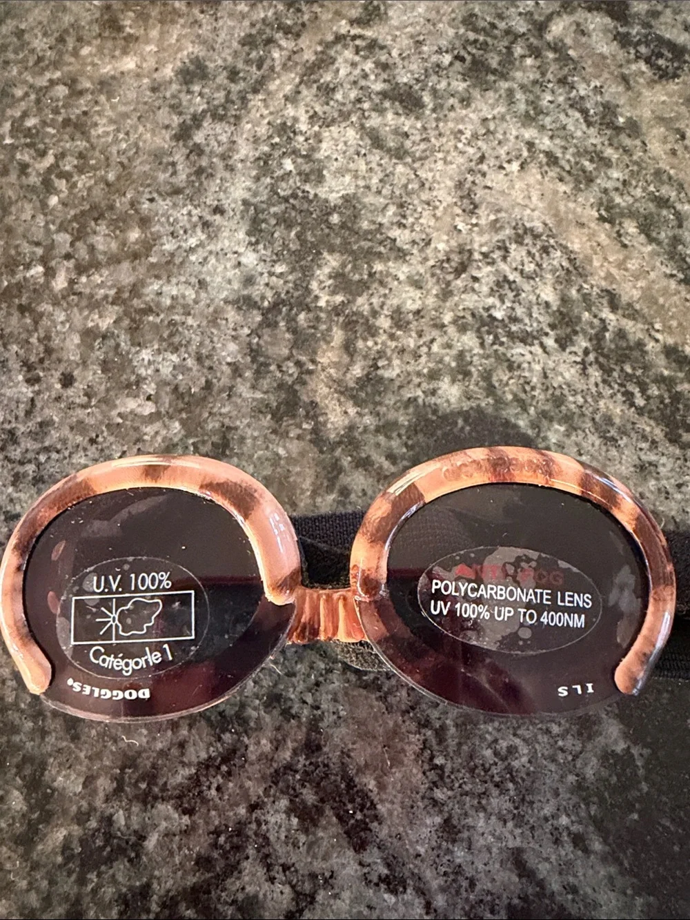 Brown dog  Doggles with UV Protection
